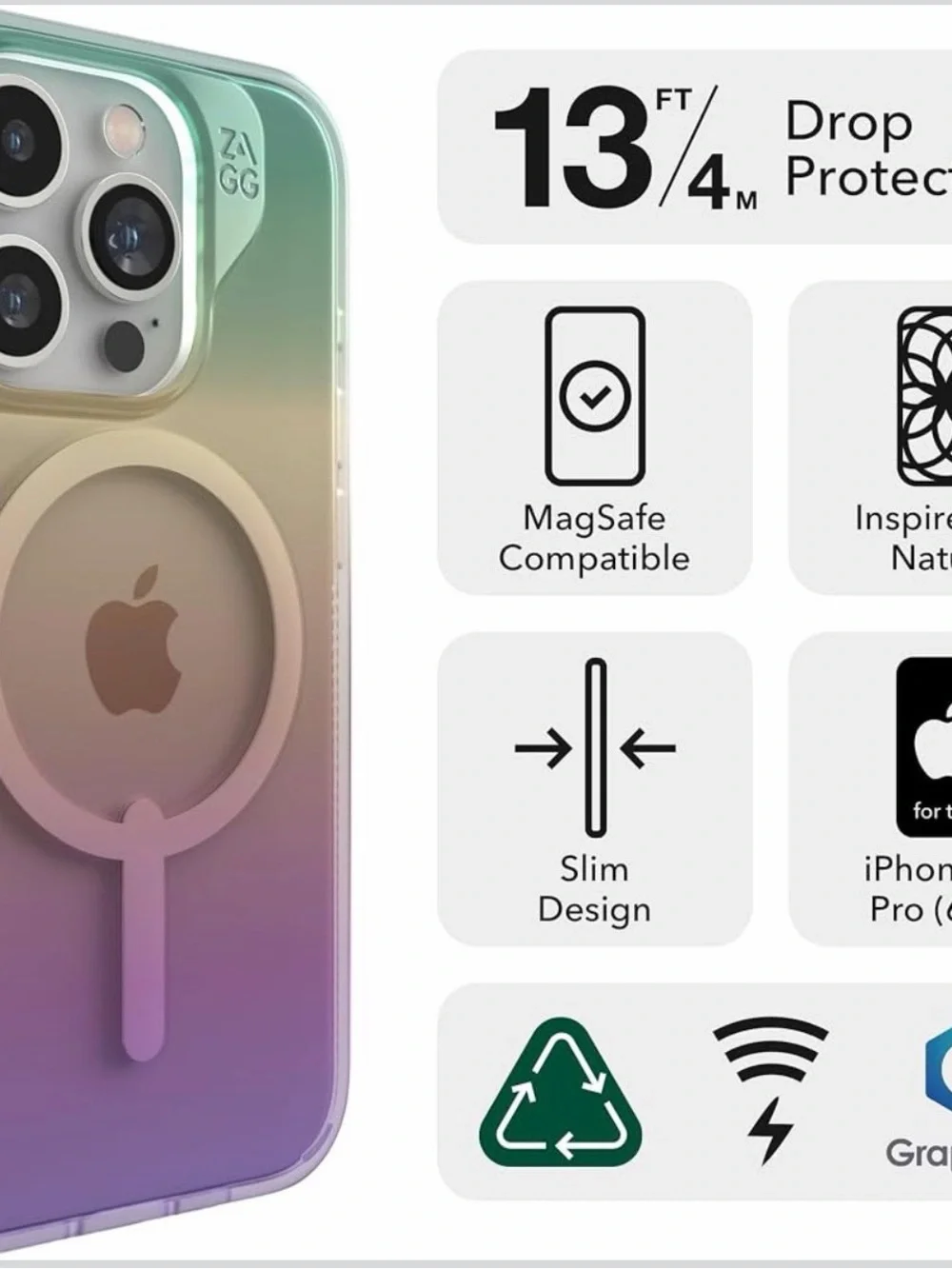 iPhone 15 pro MagSafe-Compatible Gradient Phone Case — Green & Purple